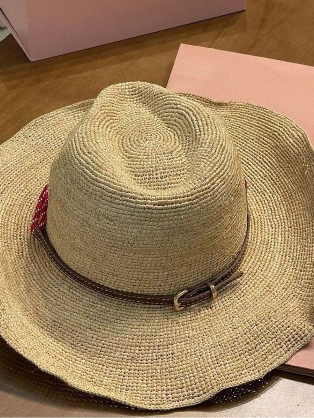 Miu Miu Natural Straw Hat with Red Rope Band - Picture 3 of 6